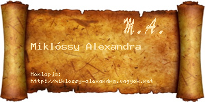 Miklóssy Alexandra névjegykártya