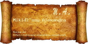 Miklóssy Alexandra névjegykártya